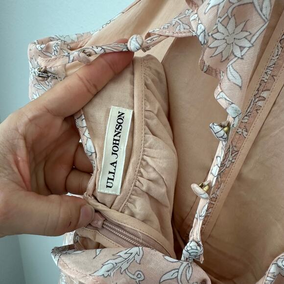 Ulla Johnson Open Back Floral Midi Dress Wilda Pink - Picture 9 of 11